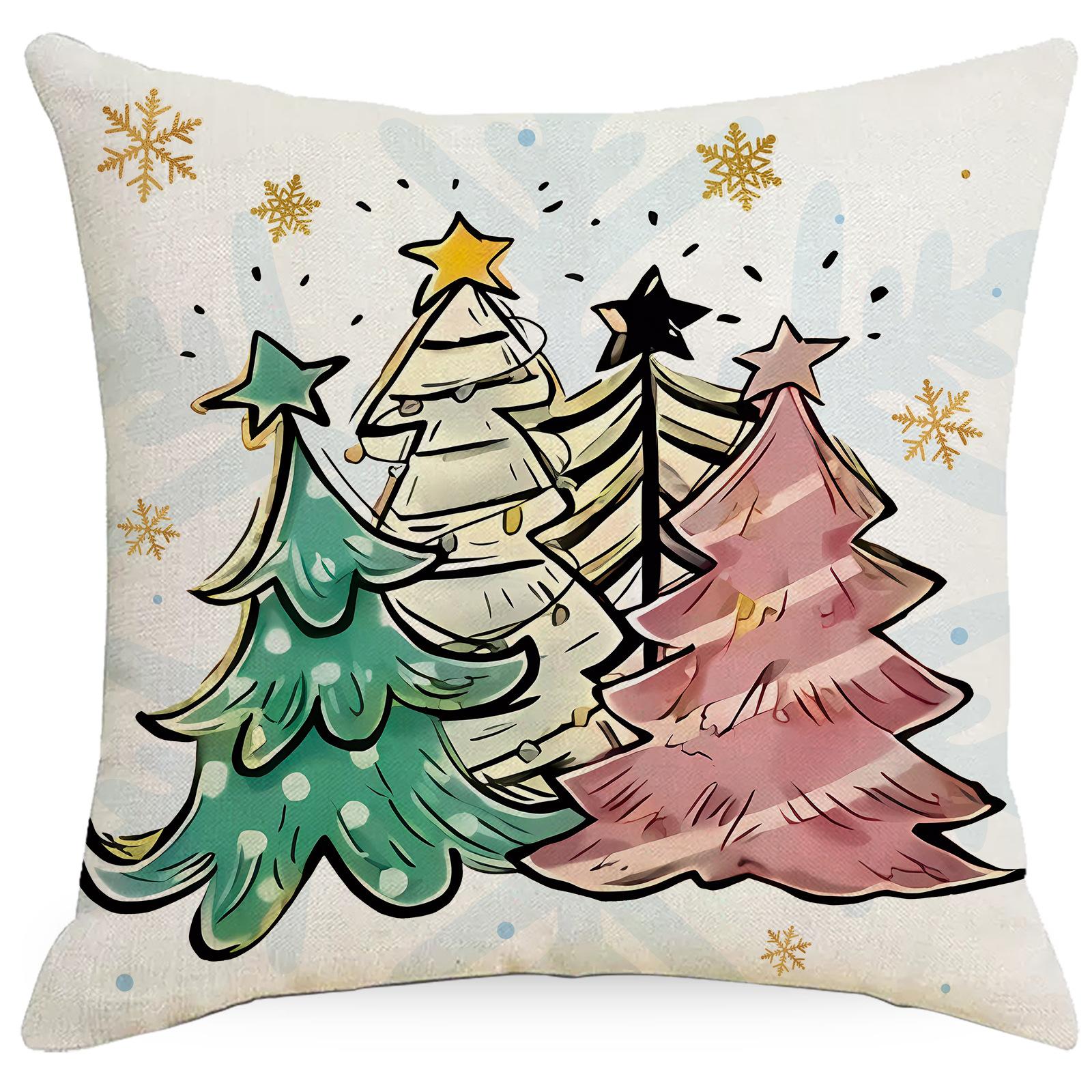 

Новая Рождественская Наволочка Дом Гостиная Диван Спальня Подушка Розовая Односторонняя Льняная 45*45cm