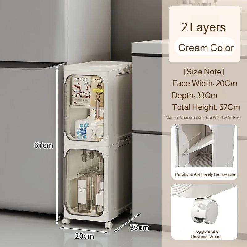 

Home foldable narrow-slot storage cabinet for bathrooms, plastic storage cabinet with wheels, multi-functional storage box default