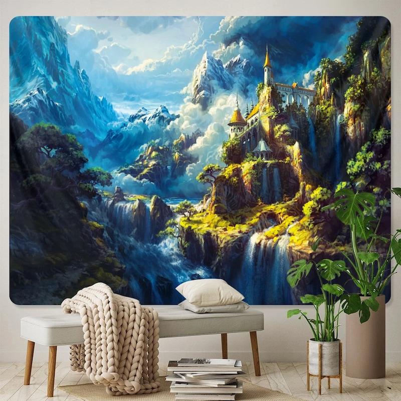 Tapestry Fairytale Castle Fantasy 75x100