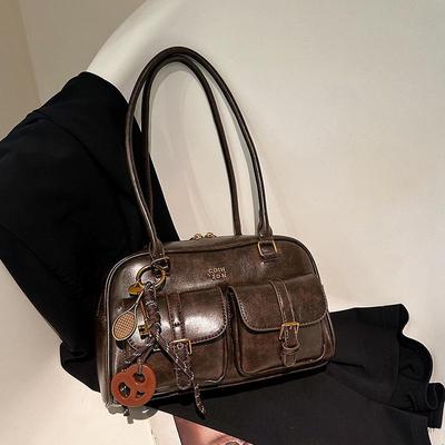 Borsa a spalla bowling retrò casual a grande capacità Autunno/Inverno 2025