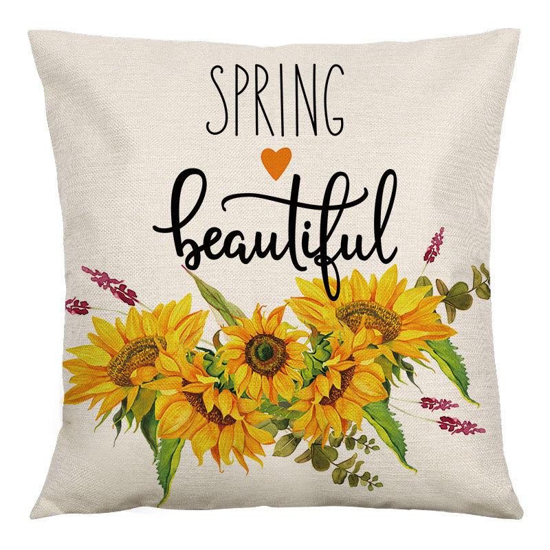 Pillow Farm Sunflower Pillow Cover Happy Summer Thanksgiving Car Waist Support Cushion Home Pillow Cover