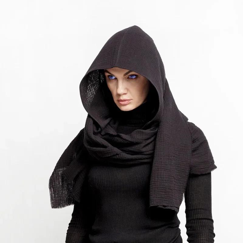 New European and American Men's Scarf with Hat Retro Cotton and Linen Scarf Autumn and Winter Warm Outdoor Sand Dune Shawl