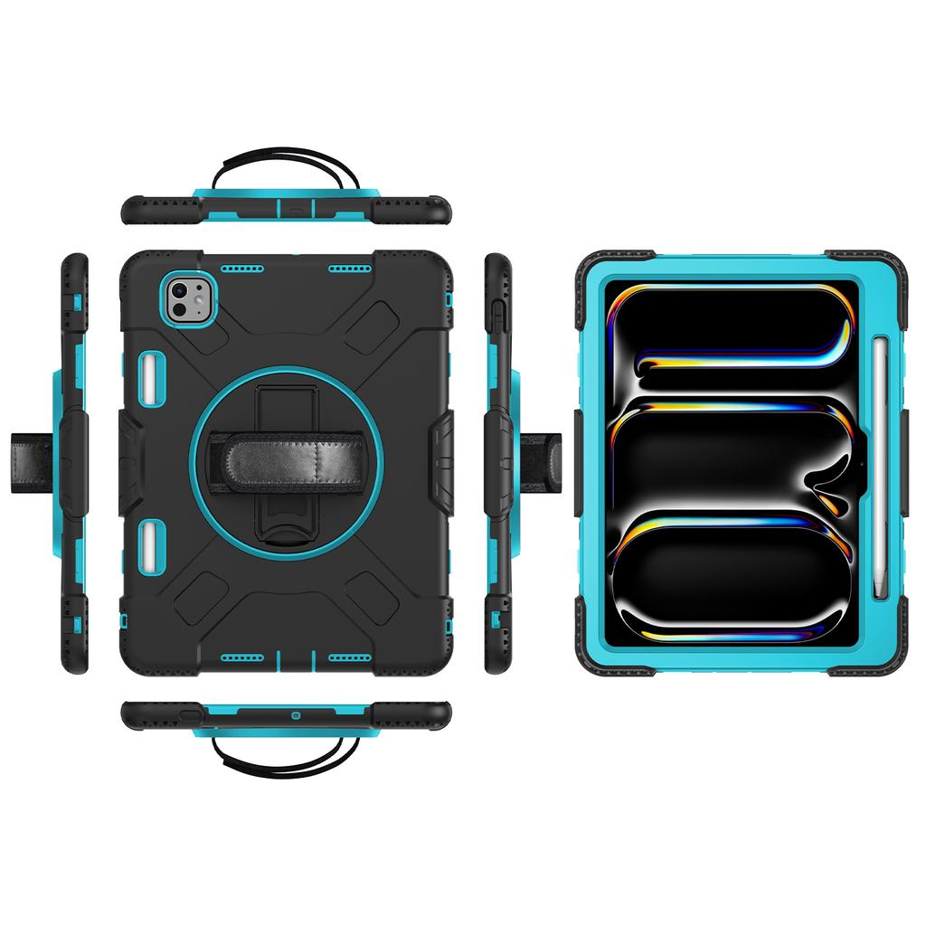 For iPad Pro 11 (2025)/11 (2024) Kickstand Case Anti-Scratch Tablet Cover with Shoulder Strap