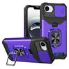 For iPhone 16e Case Kickstand Slide Lens Lid PC+TPU Phone Cover with Card Slot