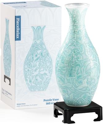PieceRelax 3D Vasen Puzzle Blume Hydroponik Dekor 160 Teile "Wintersegen" (11x11x24cm) - Arrangement, Kompatibel, Geschenk, [S1043]
