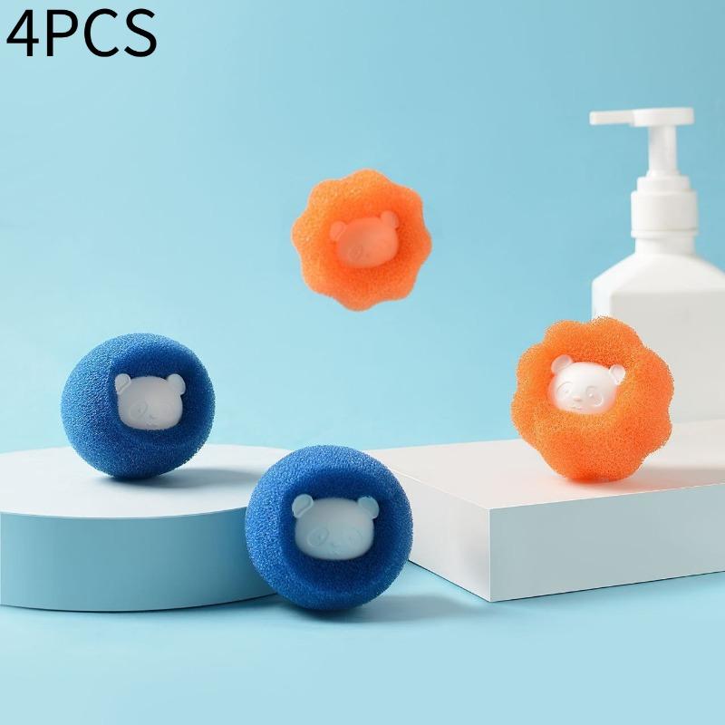 

4PCS Washing Machine Sponge Cleaning Ball Sticky Hair Stain Removal Laundry Anti-Tangle Sponge Laundry Ball Magic Stain Removal Random Colors