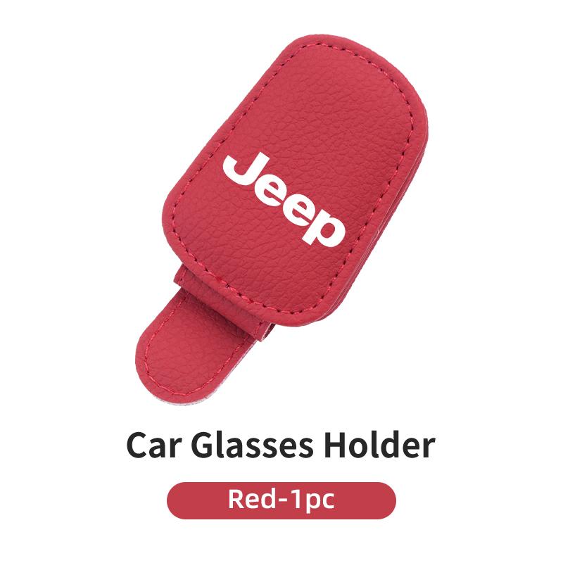 

Car Visor Eyeglasses Clip Card Storage Accessories For Jeep Renegade Compass Wrangler Grand Patriot Liberty Commander Trailhawk червоний