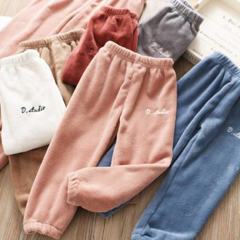 Móda Jaro Podzim Zima Dětské Kalhoty Baby Fleece Kalhoty Děti Chlapci Dívky Pohodlné Kalhoty Běžné Teplé kalhoty na spaní
