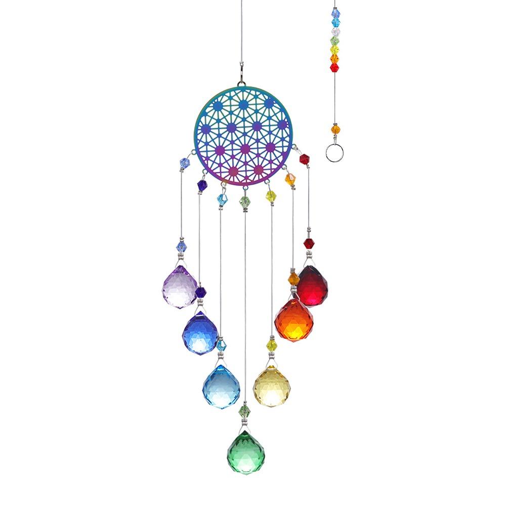Hanging Crystal Wind Chime Pendant DIY Crafts Rainbow Catcher  Window Garden Ornaments
