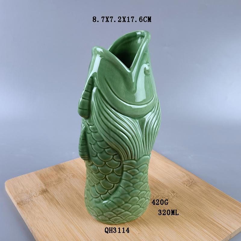 

British Embossed Cocktail Cup Tiki Mug Grunt Kettle Jug Fish-shaped Jar Mermaid Fish Tail Mug 401-500ml