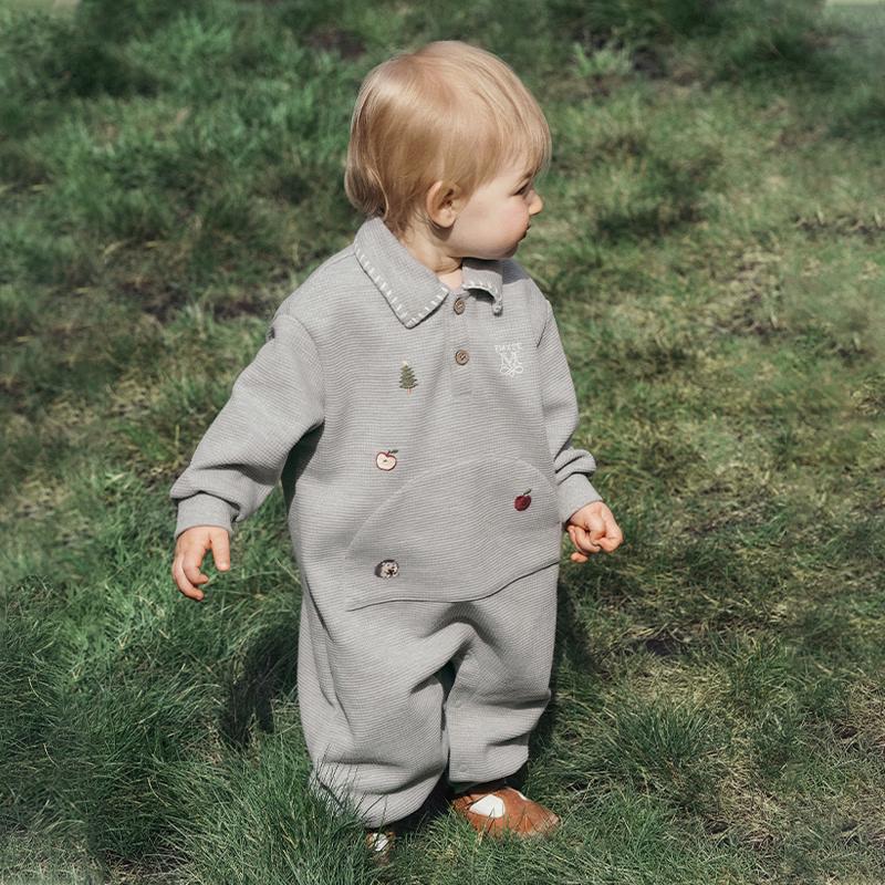 EMXEE Camellia Waffle Baby Romper Bodysuit