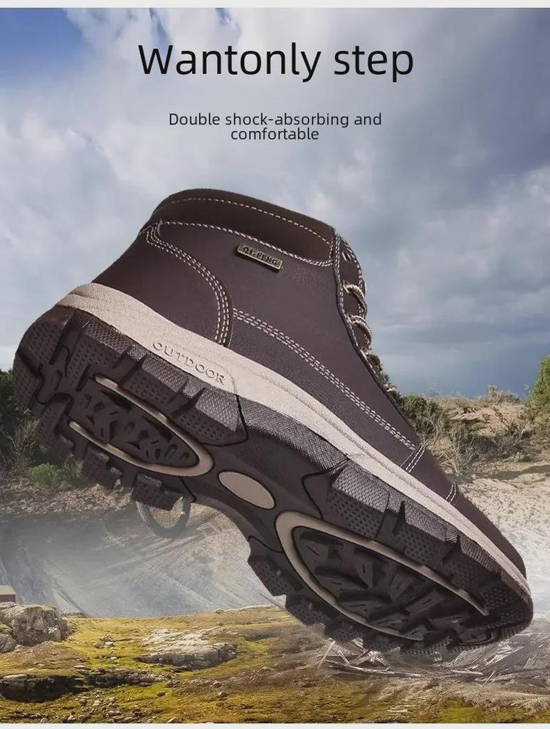2024 Autumn/Winter Large Size Martin Boots - High Top, Casual Cotton Hiking & Workwear Shoes