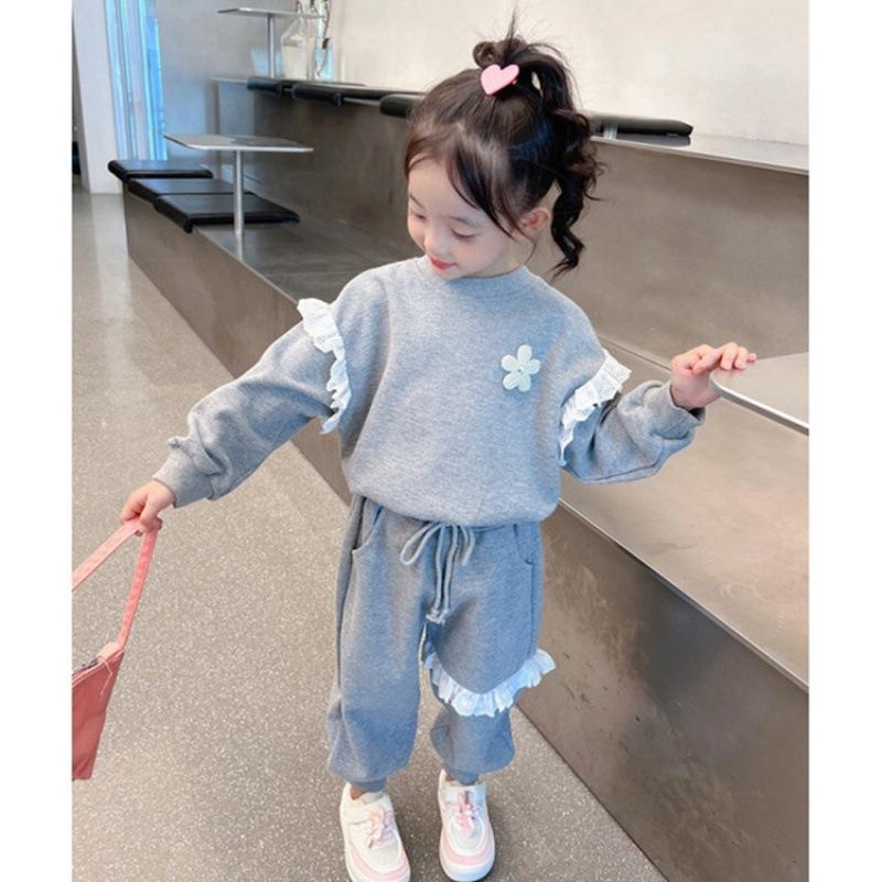 Girls Spring Autumn Fashion 2 Piece Set Long Sleeve Hoodie And Casual Pants Sporty Outfit For Toddler Kids
