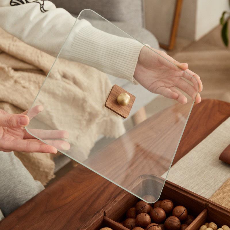 Solid Wood Compartmented Snack and Candy Box - Round Corner Wedding Decoration Gift