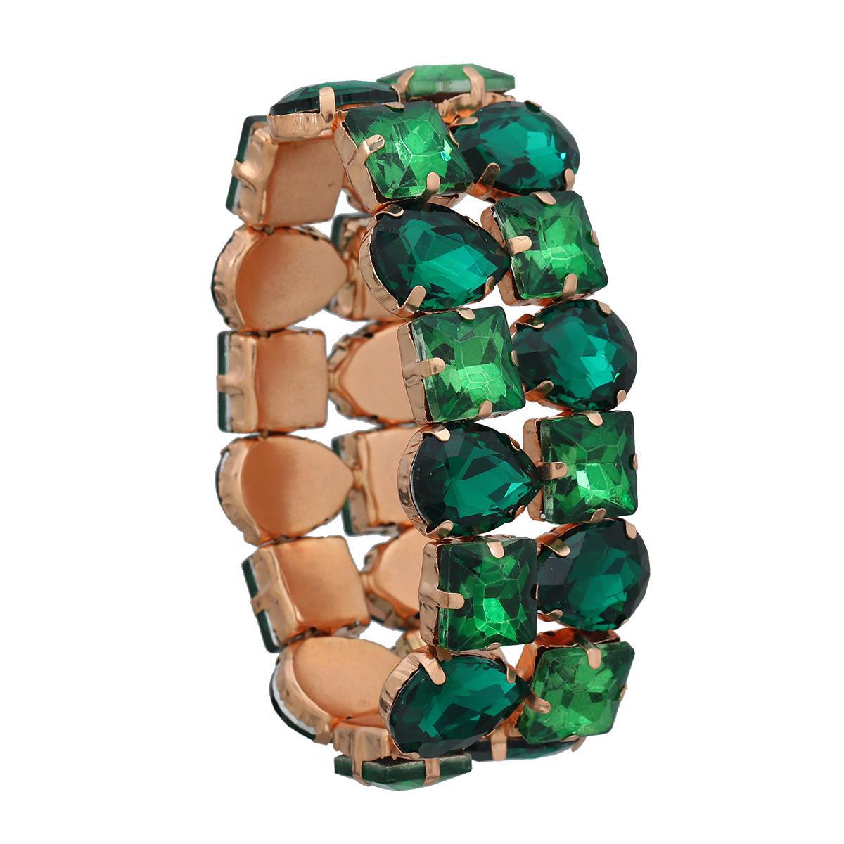 

Європейські та американські жіночі еластичні браслети з двошарового скла з діамантами null темно-зелений колір