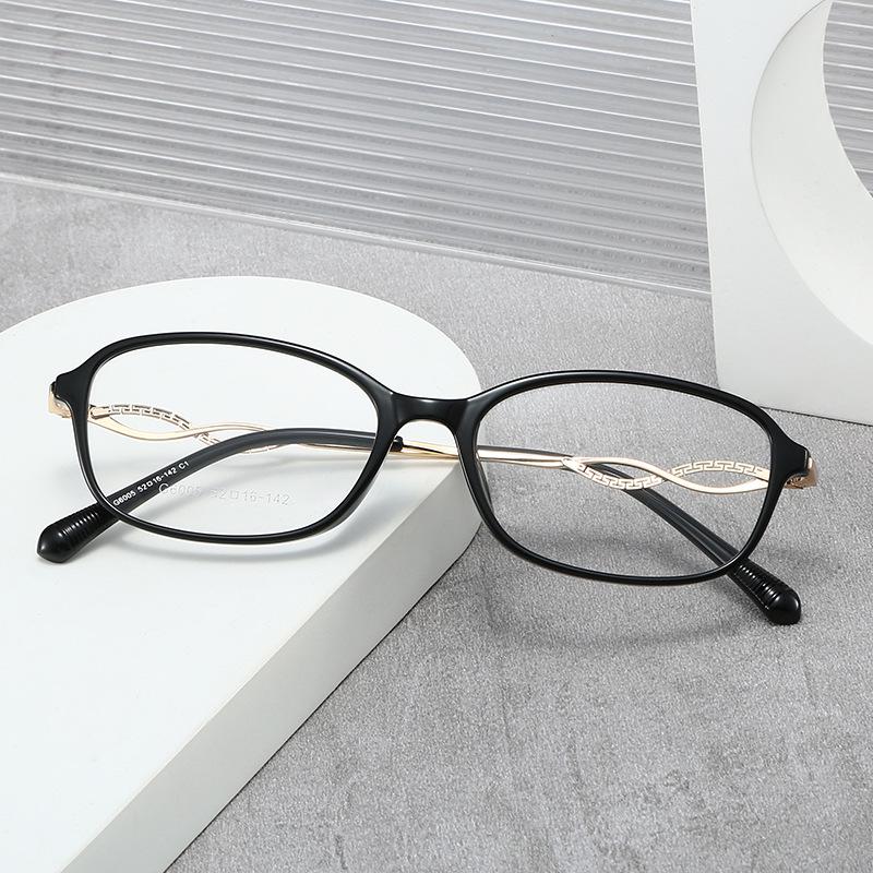 Intelligent Gentle Lady TR Glasses Frame - Ultra-Light, Natural Look with Hollow Temple Design and Prescription Lenses