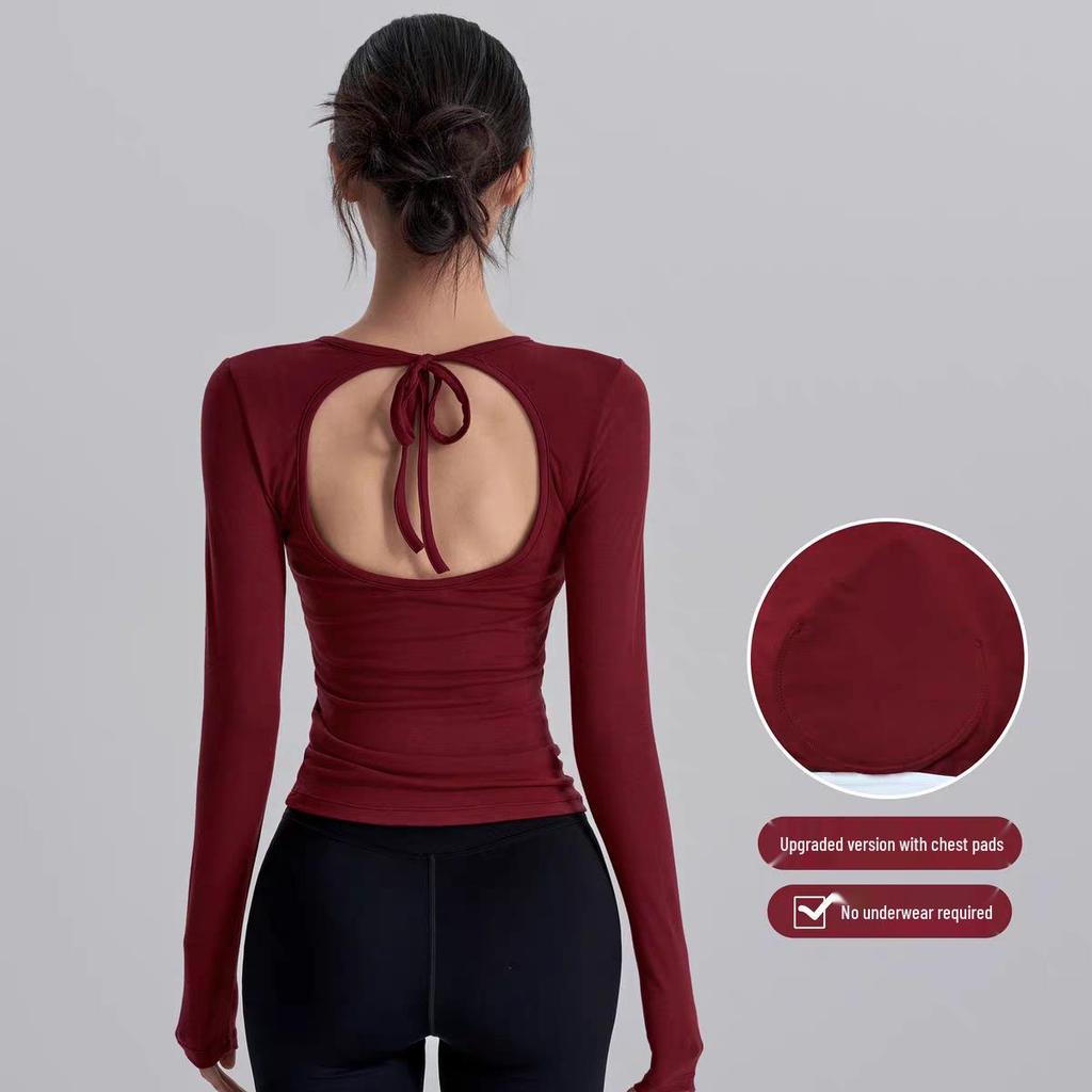 Backless Quick-Dry Slim Fit Long Sleeve Sports Top for Pilates & Yoga (Spring/Autumn)