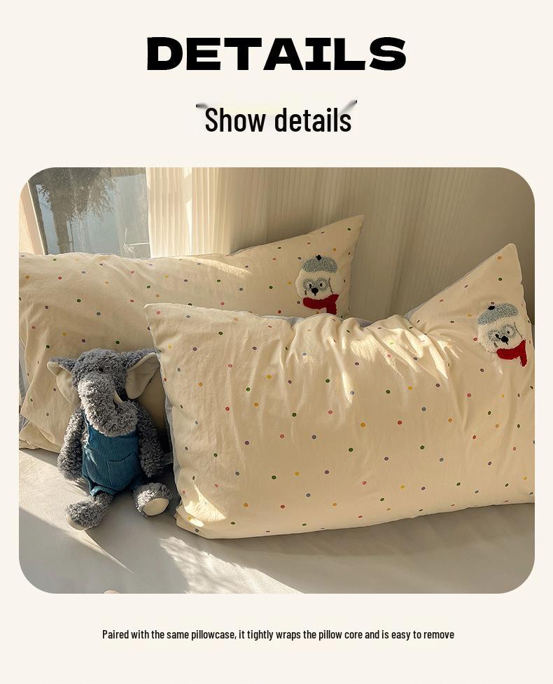 Cotton A-Class Embroidered Towel Set: 4-Piece Bedding for Dorms, Safe for Mother & Baby.