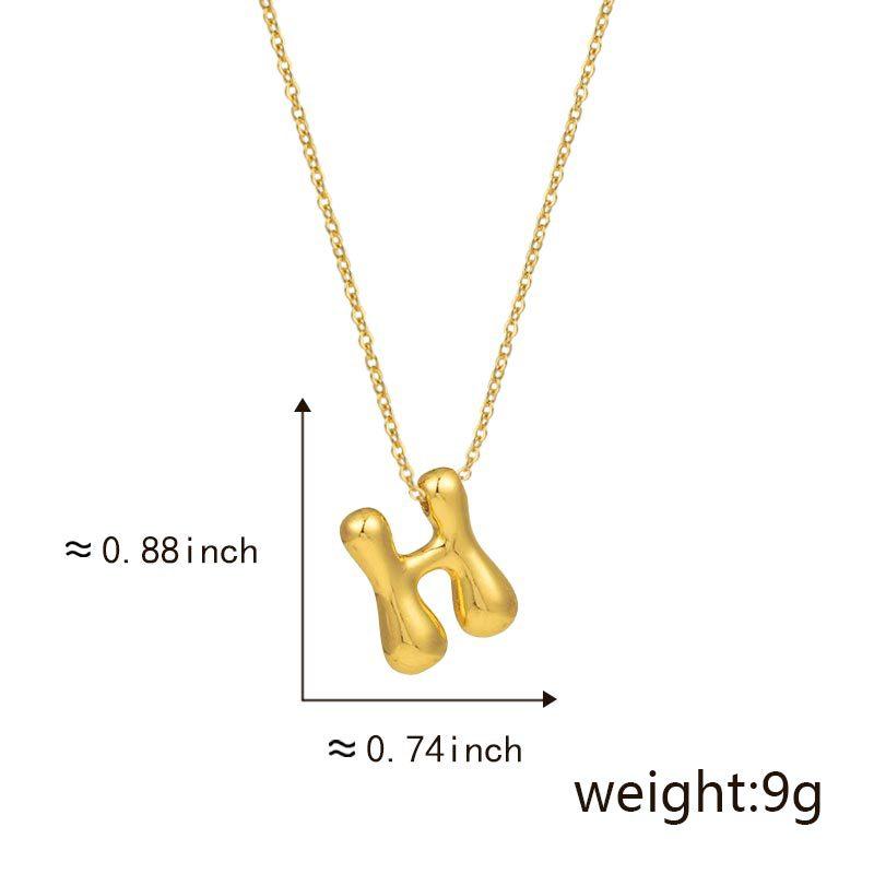 Cute Smooth Letter Necklace, Chubby Pendant, European and American Fashionable and Simple Collarbone Chain