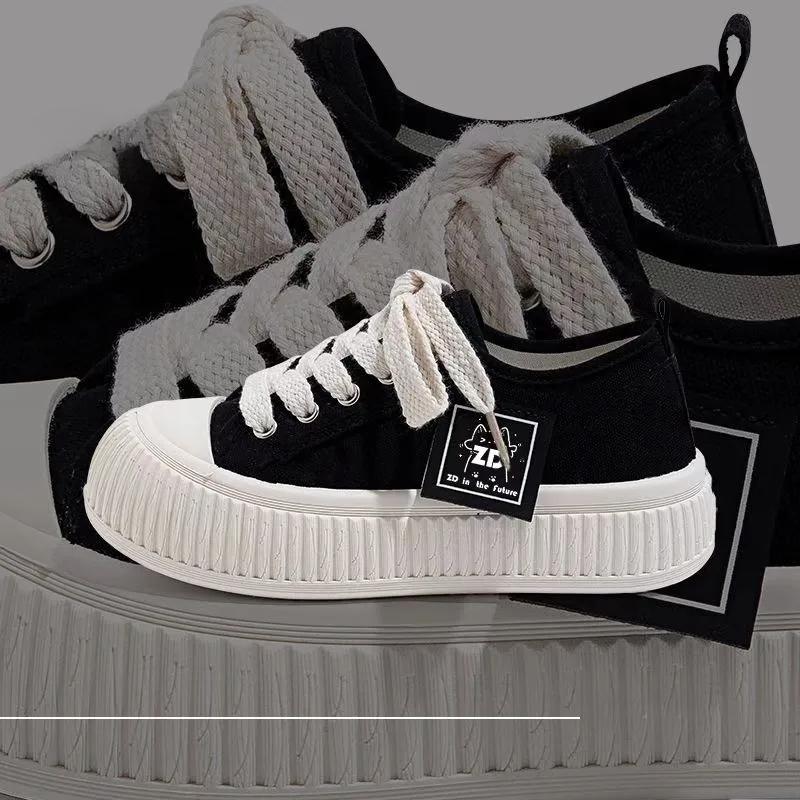 Módní tenisky Dámské boty pro ženu Boty na silné podrážce Plátěné boty 2025 Nový trend Dámské prodyšné bílé tenisky Studentské ležérní plátěnky