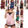 Luxurious Women Lace Sleepwear Pajamas Set Featuring Spaghetti Straps And Chic Nightwear