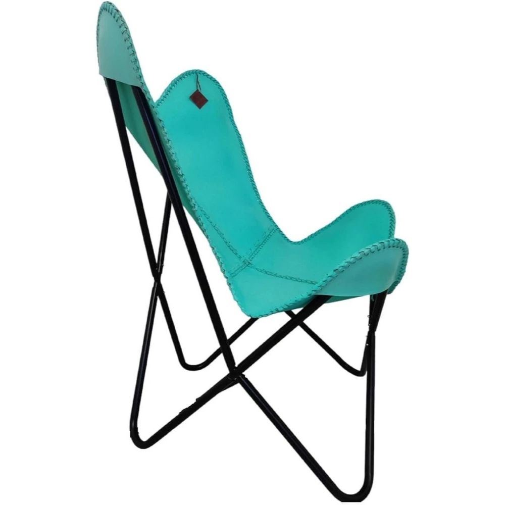 Buffalo Cyan Läder Antik Fjäril Avslappnad Sovsits Lounge Fällstol