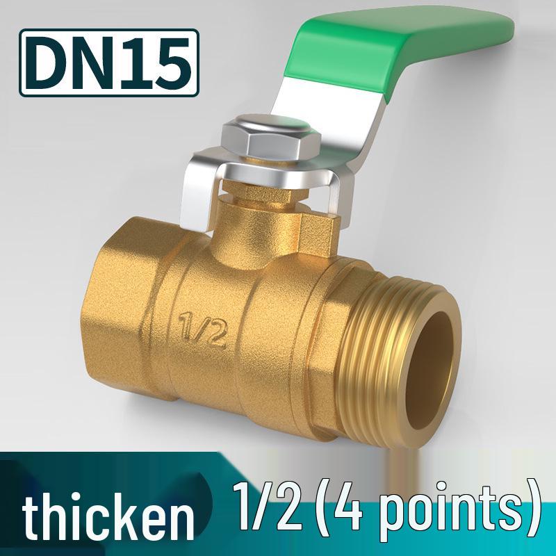 Heavy-Duty 1/2" Brass Ball Valve for Air and Water Pipes, Internal/External Thread
