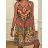 Damen Boho Ärmelloses Rundhalskleid A-Linie Knie Damenbekleidung Lässig Floral Midi-Kleid Kleider Sommerkleidung Für Damen