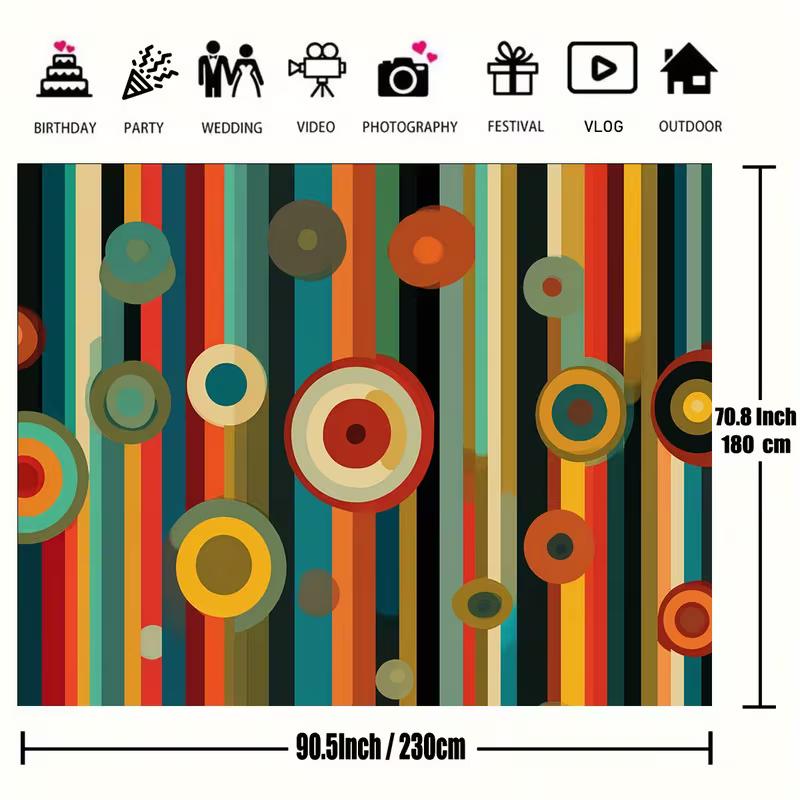 2D Mid-Century Geometric Tapestry for Retro Bedroom & Living Room