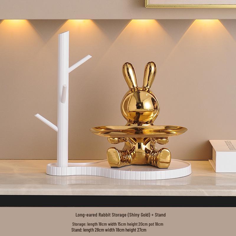 High-End Entrance Display Shelf with Key Storage and Shoe Cabinet - Featuring Violent Bear Ornaments