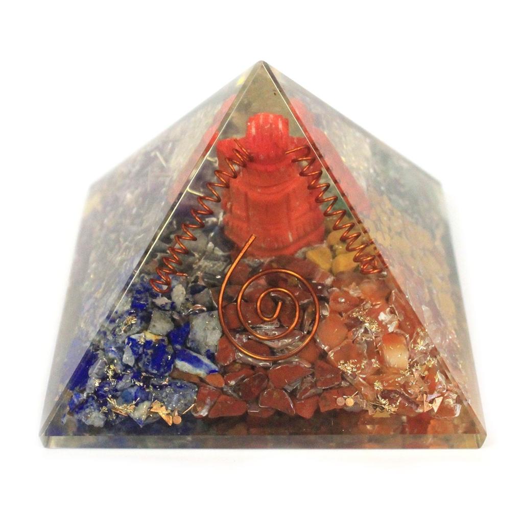 Orgonite Pyramid Ganesh Copper Crystal Gemstones 70mm