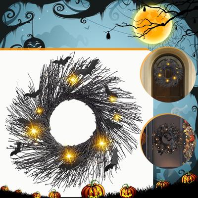 Illuminated Halloween Garland Halloween Lit Garland Black  Garland