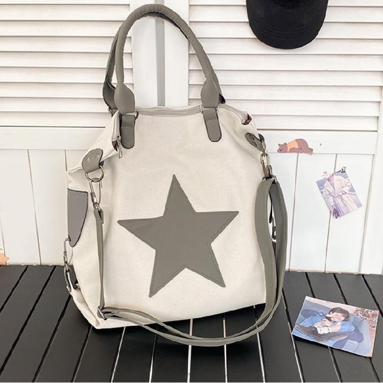 Damen Canvas Umhängetasche Ästhetische Stern Crossbody Tasche Handtasche mit großem Fassungsvermögen