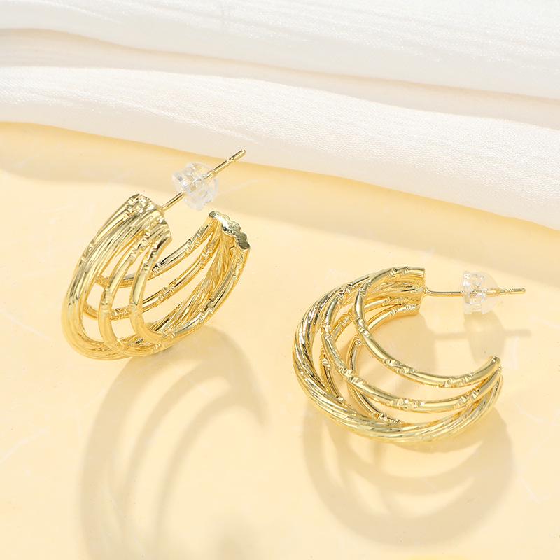 Huazi Style Zircon Stud Earrings for Women - Gold-Plated, Non-Fading Luxury Jewelry