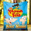 Customizable Phineas and Ferb Throw Blanket – Personalized Name, All-Season Cozy Snug Blanket, Machine Washable, Personalized Blanket