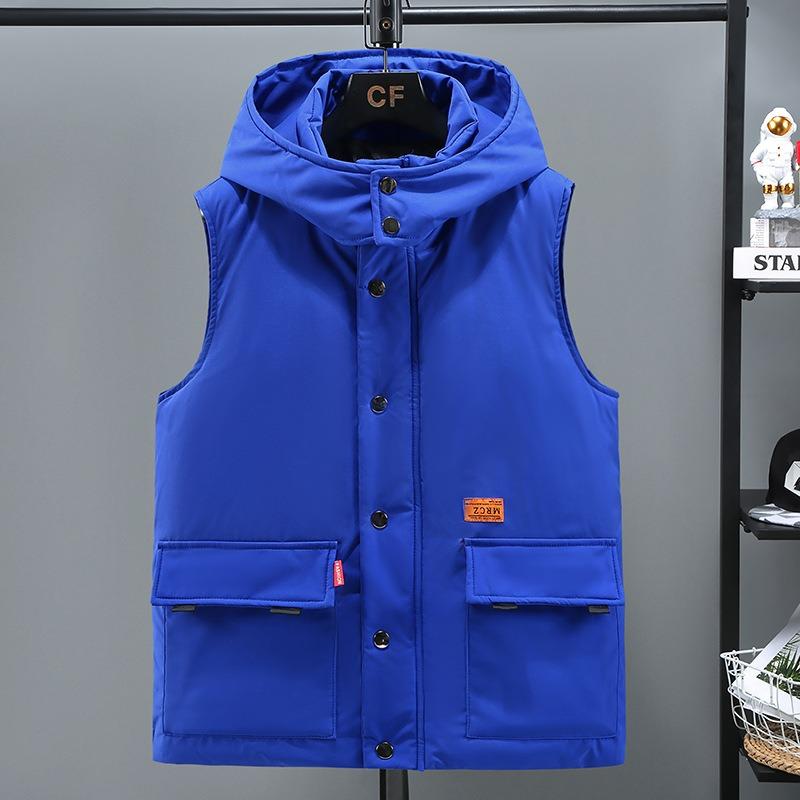 

Мужской пуховый жилет осенне-зимний приталенный парный хлопковый жилет универсальный безрукавный утолщенный хлопковый жилет куртка 5XL синий