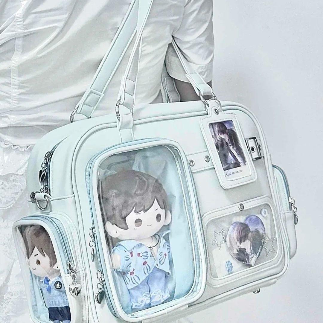Grote capaciteit Ita Tas voor Meisjes Ulzzang Ster-Aanbidding Poppen Display Tas JK Uniform Schoudertas 34X25X11CM gray