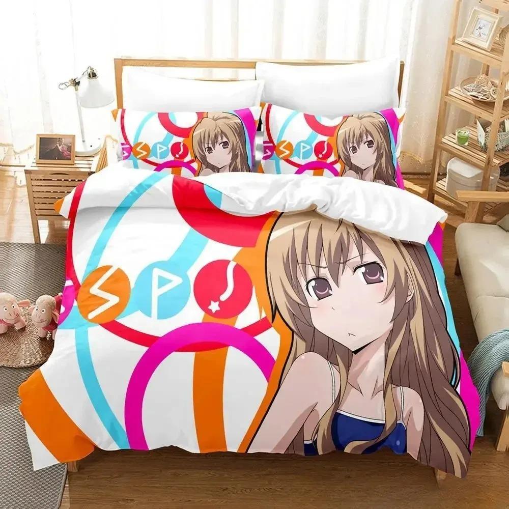 Toradora Bedding Set Single Twin Full Queen King Size Bed Set Adult Kid Bedroom Duvet Cover Sets 3D Print Anime Bed Sheet Set