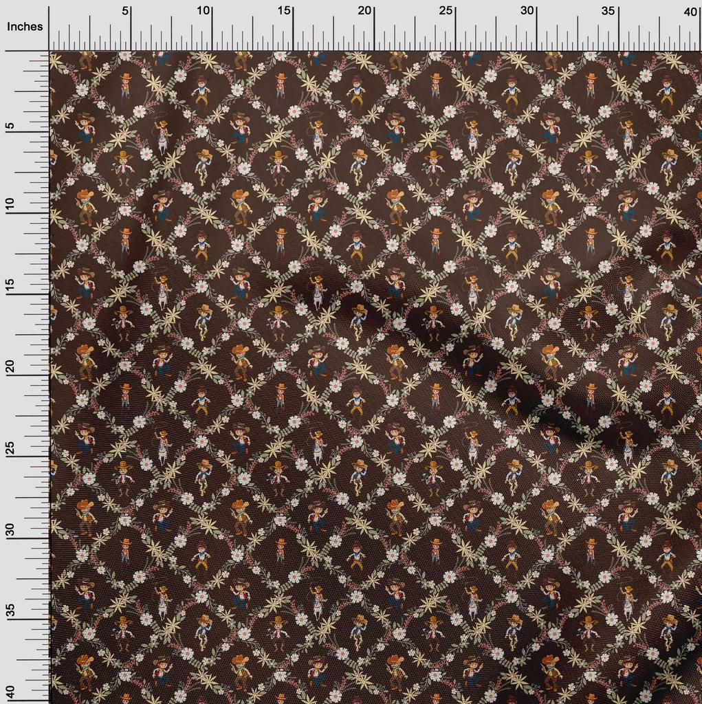 oneOone Cotton Poplin Brown Fabric Cowboy Sewing Craft Projects Fabric Prints By Yard 42 Inch