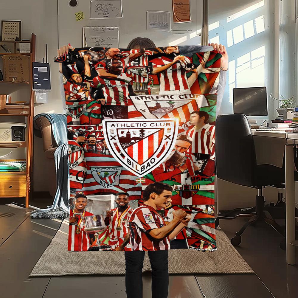 Bilbao Logo Print FlAannel Blanket, High Quality Comfortable for All Seasons, Home Decor, Warmth and Comfort
