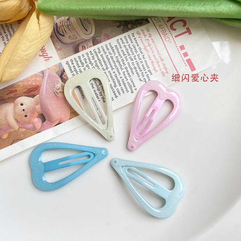 Dopamine Fine Flash Korean Style Cute Children's Heart Sweet BB Clip Forehead Bangs Hair Clip Girl Colorful Hair Accessories