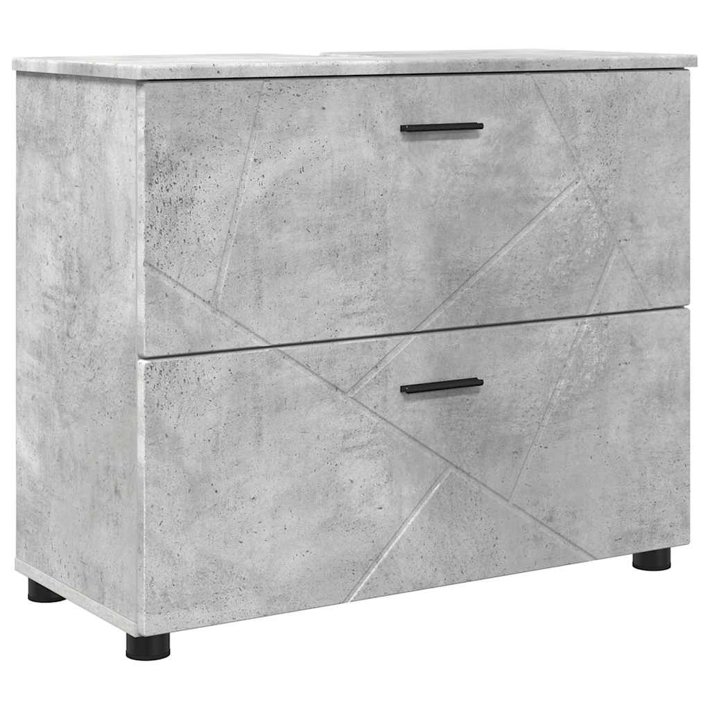 Bathroom Furniture Set 2 Pcs Concrete Grey Plywood and Metal