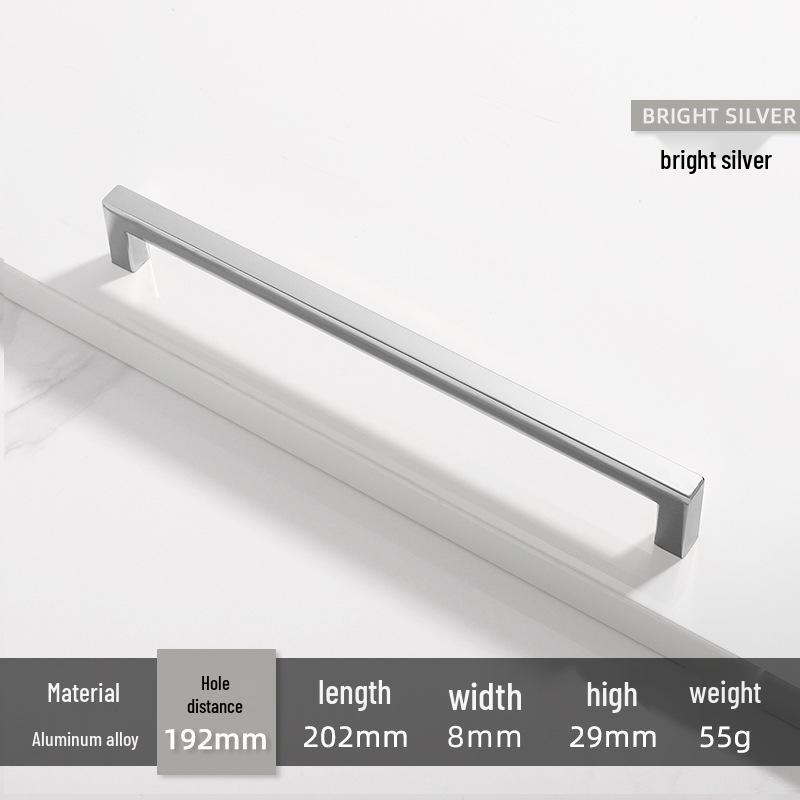 Square Bright Gold & Silver Kitchen Cabinet Handle - Modern Minimalist Black Aluminum Alloy Drawer & Wardrobe Handle