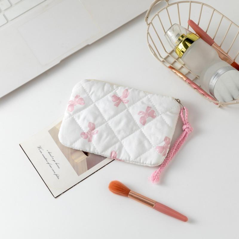 Plic Cosmetic cu Fundă Florală, Geantă Mică Pătrată pentru Machiaj cu Fermoar, Depozitare Portabilă pentru Ruj, Portofel pentru Monede pentru Femei