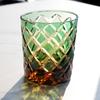 240ml Handmade Japanese Edo Kiriko Style Amber Whiskey Glass Tumbler for Home Bar Decor Rocks Bucket Cocktail Serving