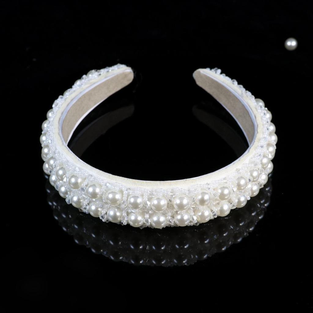 Elegant Pearl Wide Brim Bridal Headband - Versatile Wedding and Gown Accessory