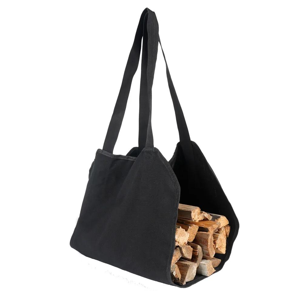 

Large Capacity Canvas Firewood Storage Bag Handheld Firewood Bag Outdoor Travel Storage Bag Durable Transport Packaging Bag чорний