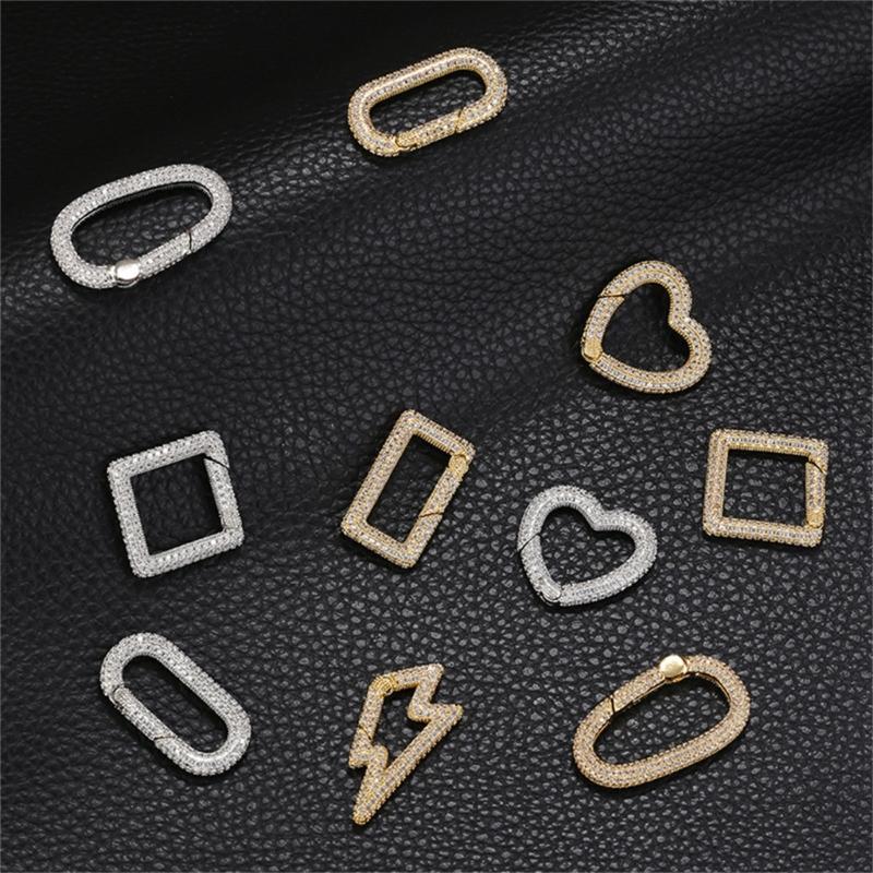 Cubic Zirconia Clasp Hook for Handmade Necklace Jewelry Making Supplies Gold/Silver Plated Brass Geometric Connector