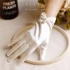 1 Pair Mesh White Satin Gloves Wedding Short Glove Lace Gloves Women Bow Knot Gloves  Cosplay