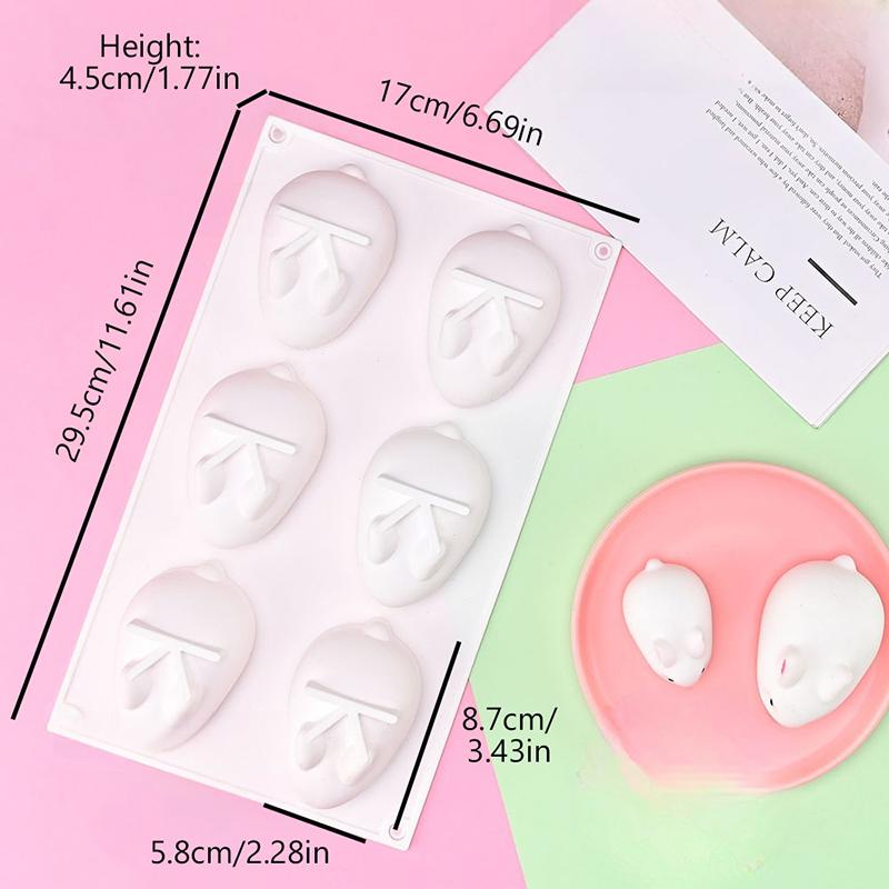 3D Silicone Rabbit Mold Fondant Bunny Mold Chocolate Cake Mold 2/6-Cavity Mousse Cake Decoration Dessert Baking Mold